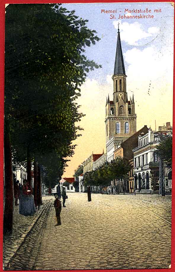 K�ajpeda - Marktstrasse z kosciolem sw. Johannes, rok 1915